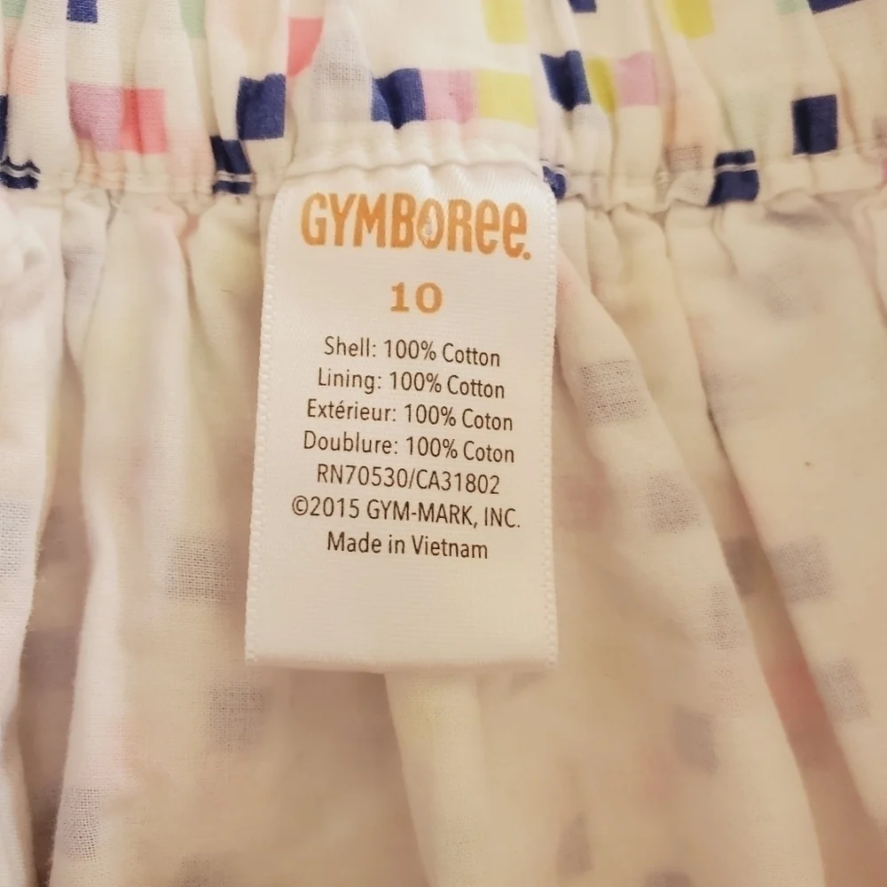 K1194 * Gymboree Girls Square Print Skirt White Blue Pink Size 10